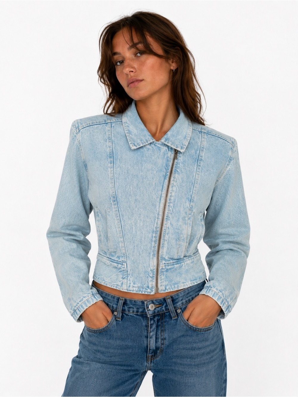 Vintage Paris blues denim jacket size small zipper pockets 80s 90s 100% cotton